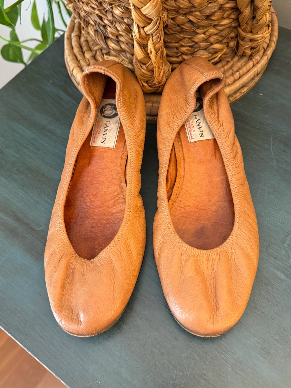 Lanvin Tan Leather Ballet Flats
